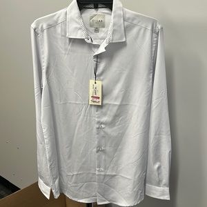 C-LAB NYC Dress Shirt, White with Faint Pattern, Size 15.5-33/34